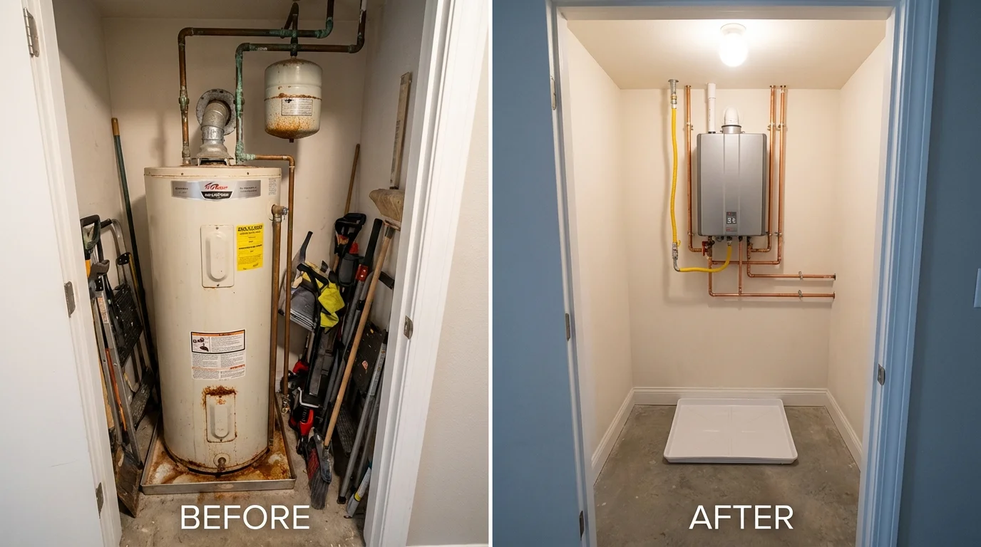 Tank water heater versus wall-mounted tankless unit comparison for Toronto, OH homeowners